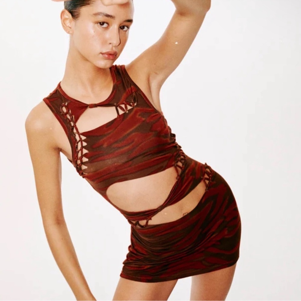 With Jean Black and Red cutout dress size S